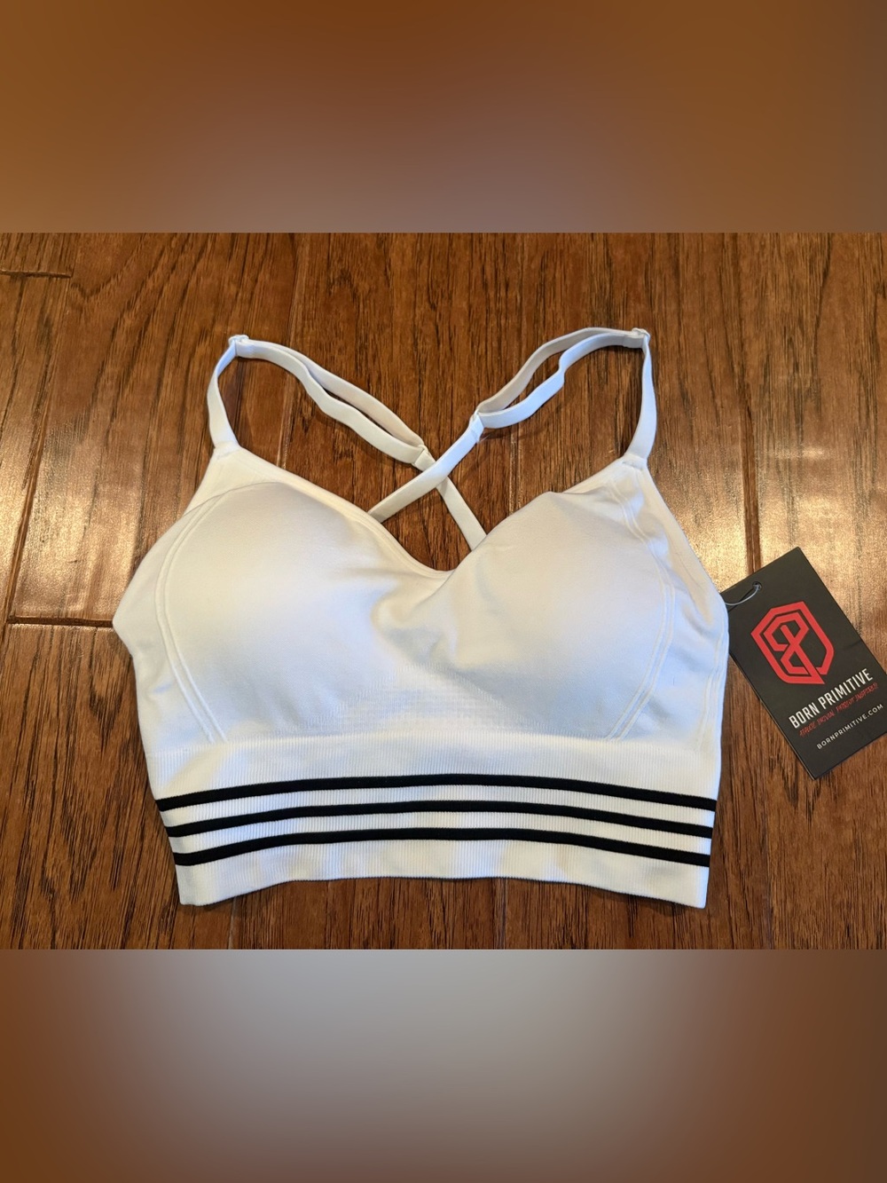 Born Primitive Level Up Sports Bra White Black size M/L NWT
